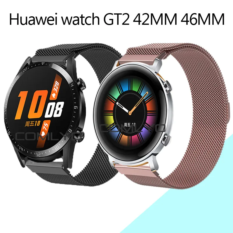 

For huawei watch GT2 42mm 46mm Strap Watch band Milanese Stainless steel metal wristband man&women Sport Watch straps