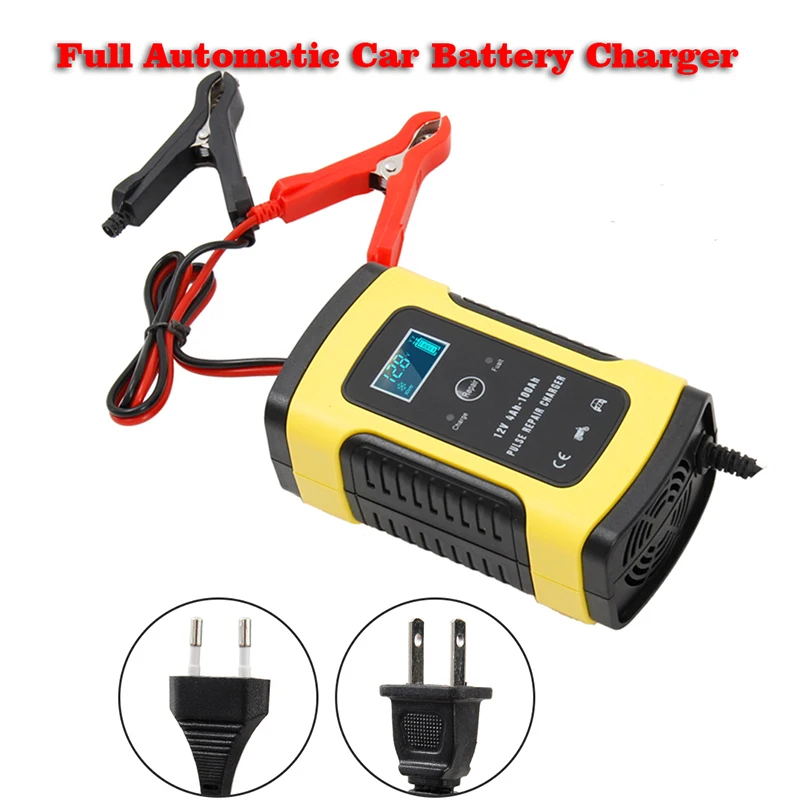 Full Automatic Car Battery Charger 110V To 220V 12V 6A Intelligent Fast Power Charging Wet Dry Lead Acid Digital LCD Display | Автомобили