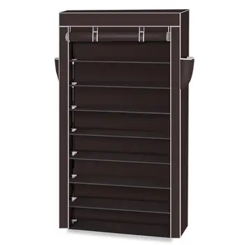

10 Tiers Shoe Rack Shoe Storage Organizer Cabinet Tower with Dustproof Fabric Cover(US Only)