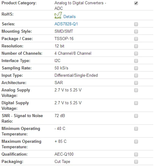Аналого-цифровые преобразователи-ADC Cat 12B 50kSPS ADC igc Lo Pwr 8Ch MUX ADS7828EIPWRQ1