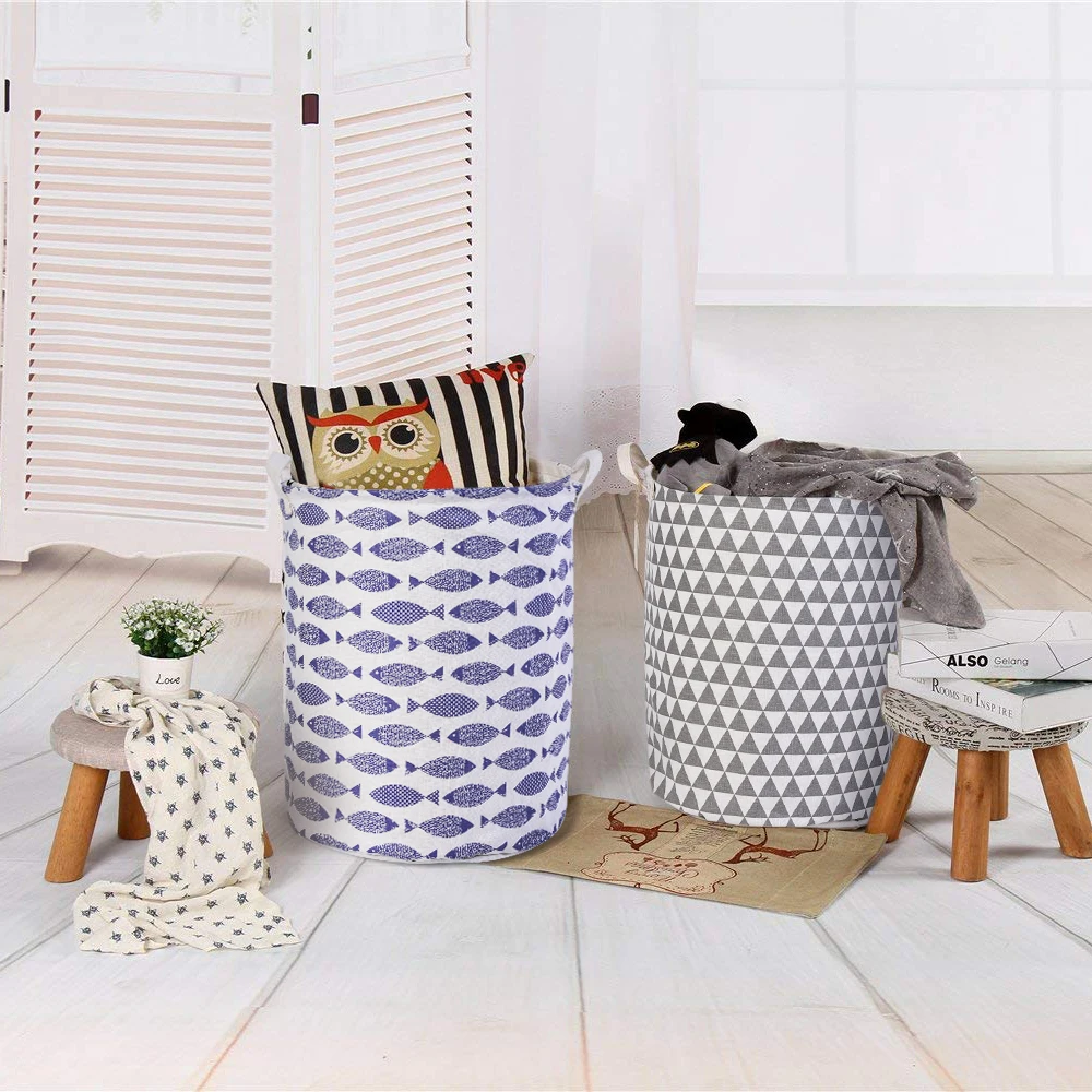 

Laundry Basket Toy Storage Picnic Cotton Folding Large Denim Cotton Linen Hamper Cotton And Linen Dustproof Laundry Basket 1pc