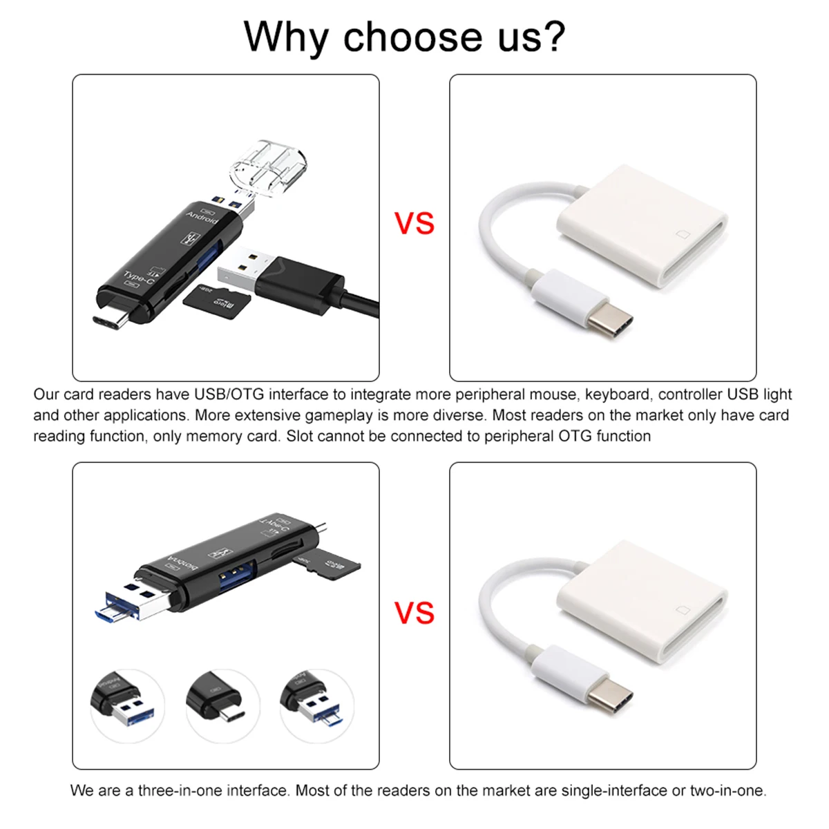 Кард-ридер тип-c USB OTG адаптер TF кард-ридер 5в1 кард-ридер для мобильных телефонов планшетов ноутбуков