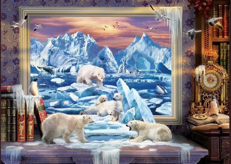 

70*50cm 1000 Pieces Jigsaw Puzzles Educational Toys Animals Polar Bear Lion Educational Puzzle Toy For Kids/Adults Birthday Gift