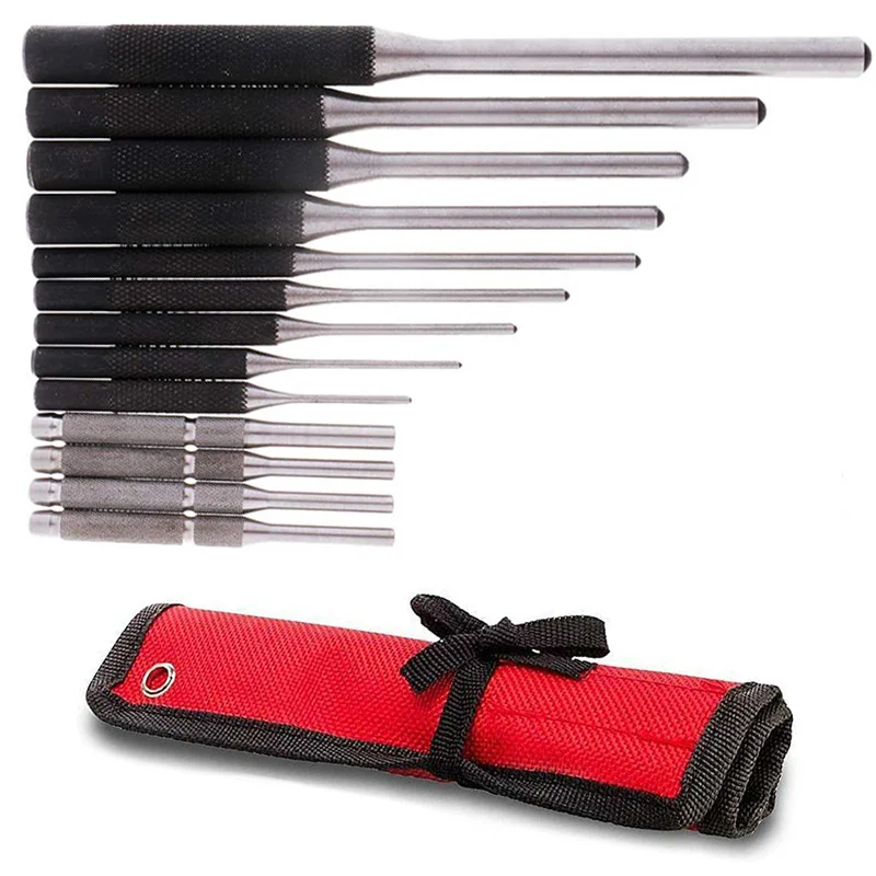 Fliyeong Useful and practical4pcs Steel Punch Starter Roll Pins Removal Set Round Head Hollow End Tool Kit 