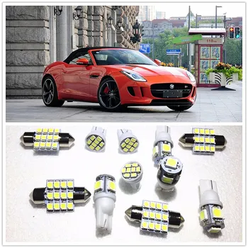 

11 set White LED Lights Interior Package 10 & 31mm&39 Map Dome For Jaguar F-type XF XFR XFR-S XJ XK XKR 2000-2019