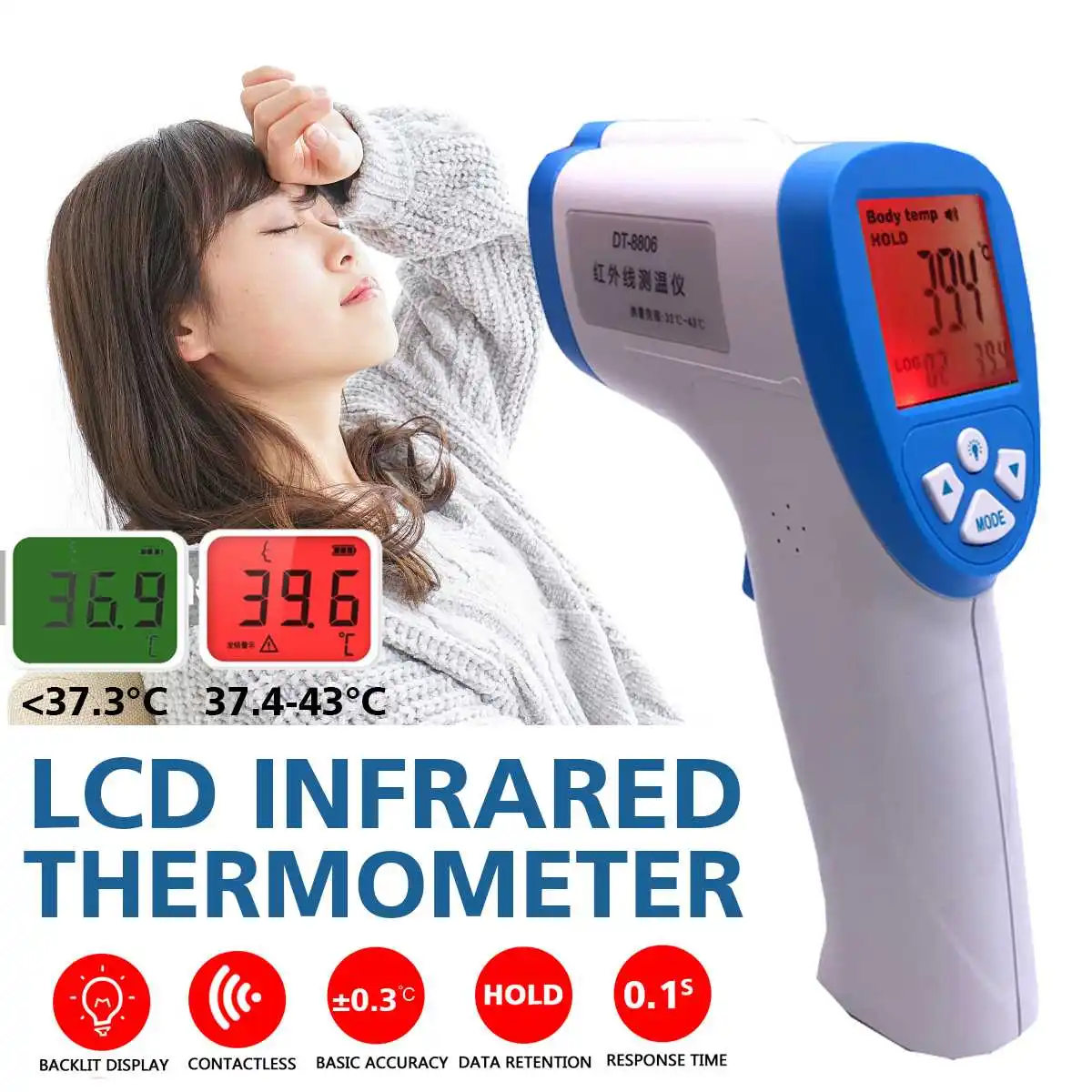 

Thermometer Non Contact Infrared Thermometer Body Temperature Fever Digital Measure Tool for Baby Adult
