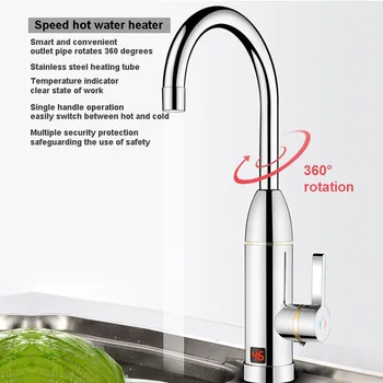 

Home Water Heater Faucet Instant Tankless Electric Rotating Tap With Shower Head