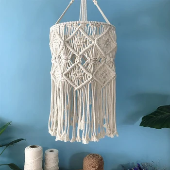 

Nordic style handmade woven tapestry lampshade rope-woven chandelier living room and bedroom decoration