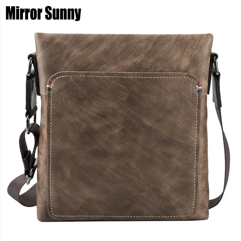 

New Genuine Leather Men's Bags Male Single Shoulder Bags Retro Head Cowhide Leather Men's Leisure Small Bags For Oblique Bags