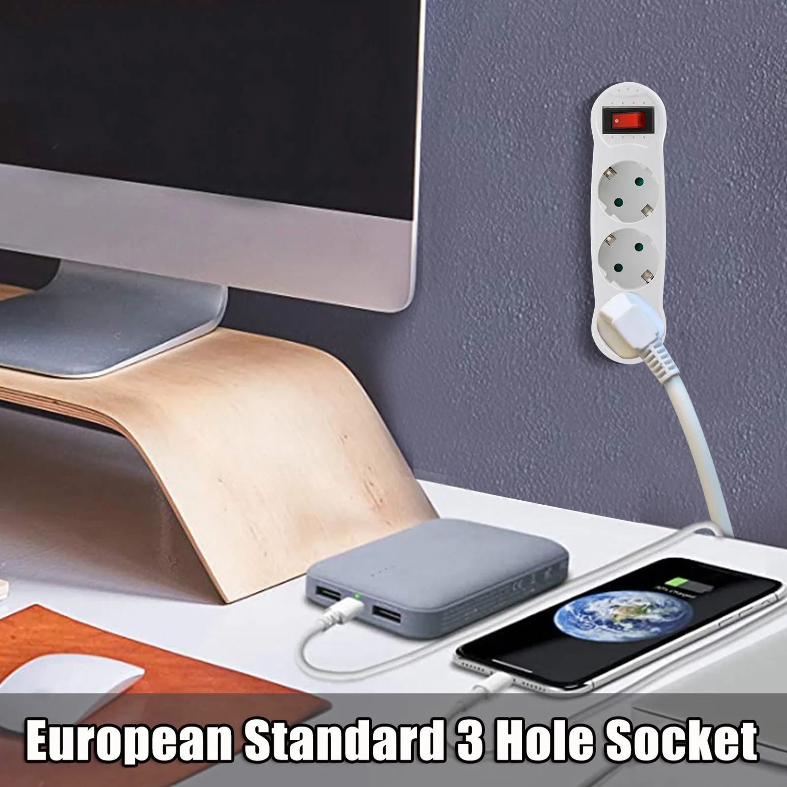 European Standard Three Socket 2 Round Plug 3 Hole With Switch On Off Wall Charger Adapter Power For Home Tool #20 |