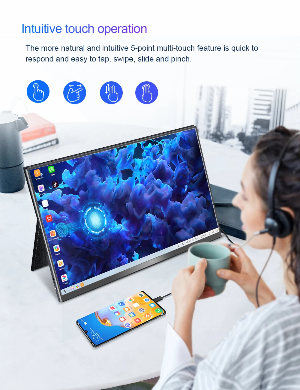 UPERFECT Portable Monitor Touchscreen 