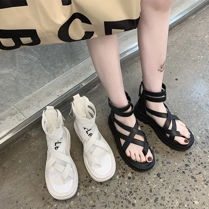 

Women's Sandals Summer Ladies Girls Vintage Sandals Buckle Casual Sewing Women Shoes Solid Female Ladies Platform Shoes