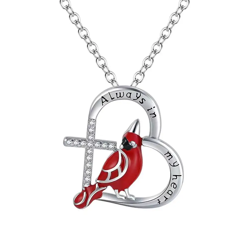 1Pc Squisita Collana A Forma Di Cuore Con Ciondolo A Forma Di Pappagallo Collana Con Pappagallo A Forma Di Uccello Rosso Gioielli A Forma Di Cuore Ros
