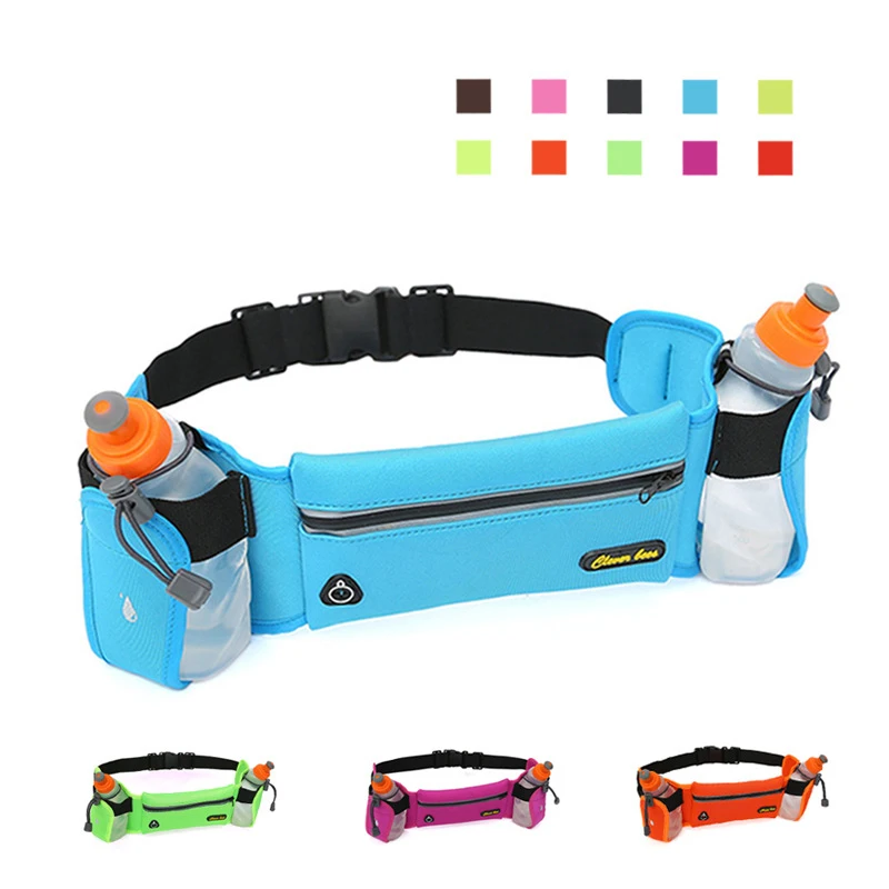 

Marathon Jogging Cycling Running Hydration Belt Waist Bag Pouch Fanny Pack Phone Holder For 2 Water Bottles