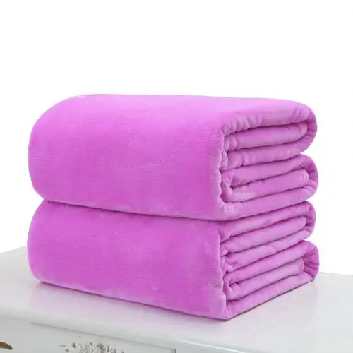 Мягкое теплое одноцветное Коралловое одеяло из флиса, фланели, покрывало, зимнее теплое постельное белье, одеяло, s диван, офисное, домашнее, текстиль, 50*70 см - Цвет: Фиолетовый