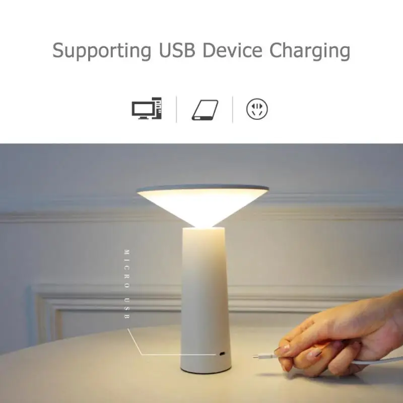 Светодиодный настольная лампа USB перезаряжаемая сенсорная прикроватная тумбочка для спальни ABS интеллектуальный сенсорный переключатель неполярный затемнения мини настольная лампа