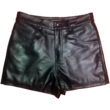 

Free shipping,Genuine leather women shorts.fashion sheepskin black short pants,quality female sales lady sexy