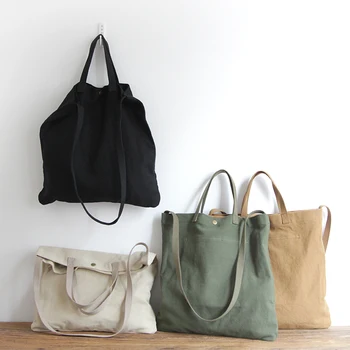 

LUYO Large Capacity Canvas Simple Art Shoulder Bags Women Vintage Large Canvas Handbag Female Ladies Handbags Pochette Femme
