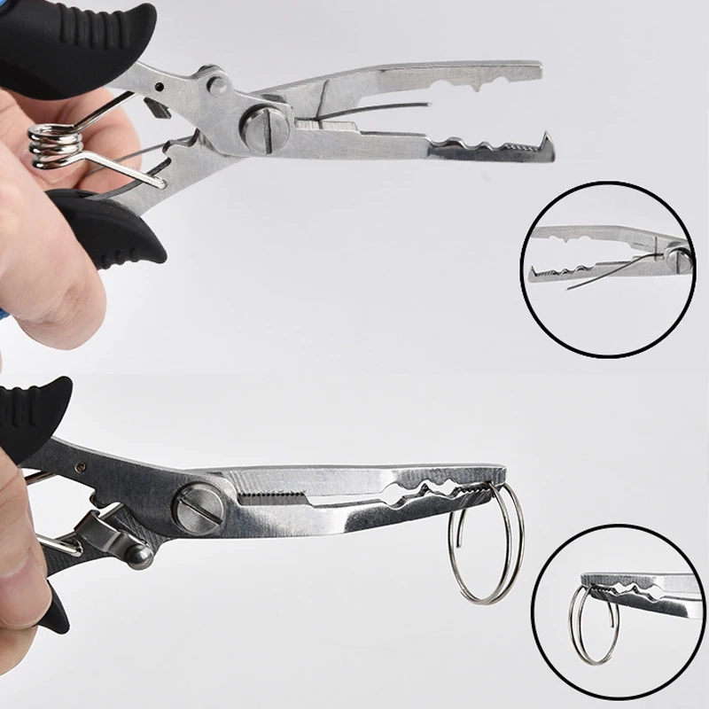Alicate de Pesca Gancho com Bolsa Wokotip Tesoura Removedor Multifuncional Linha Aço Inoxidável Cortador Isca Pesca Equipamento Acessórios 5 linha aço inoxidável cortador isca gancho com