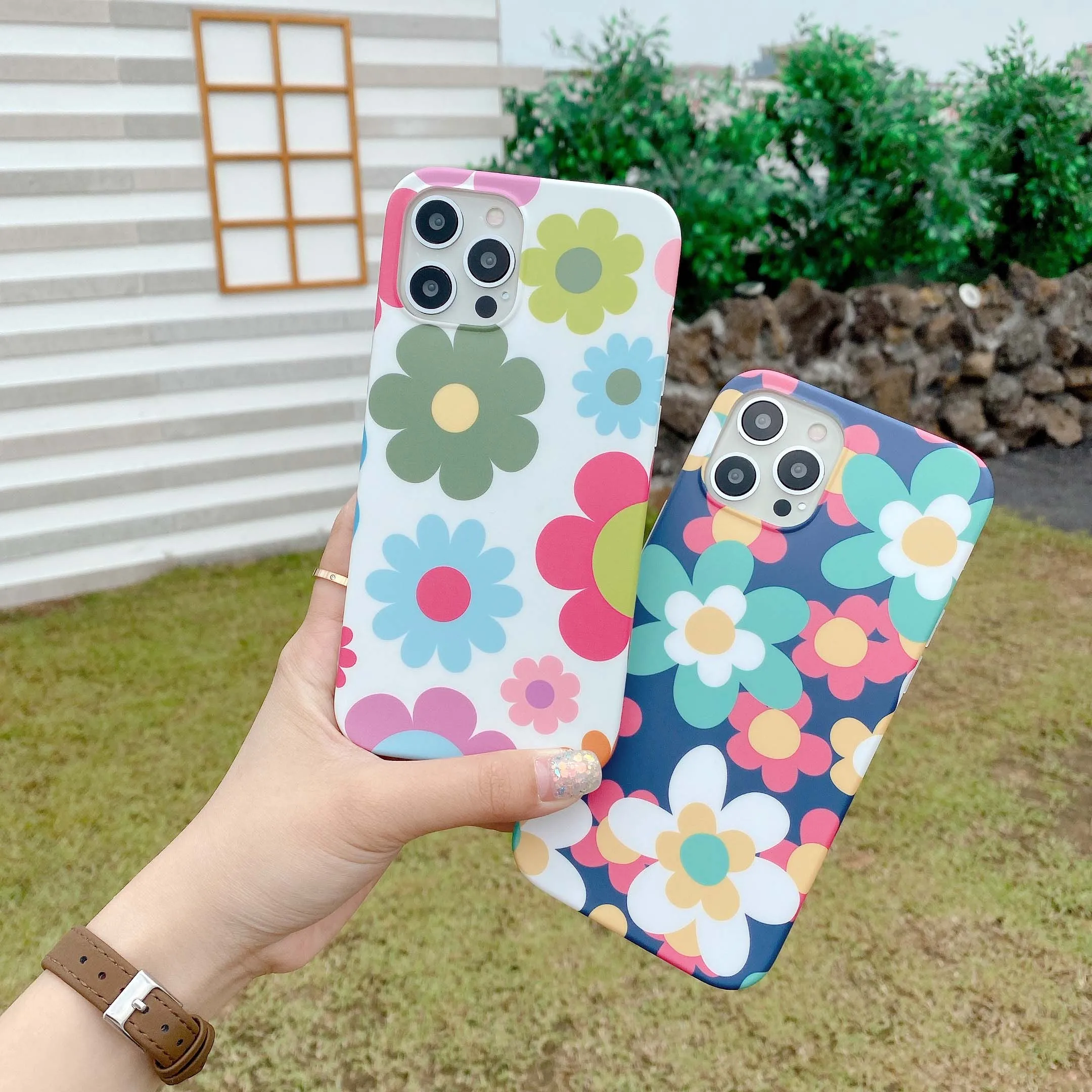 iphone 12 pro max wallet case Cute Smooth Flower Phone Case for iPhone 13 11 Pro Max 12 Mini X XR XS Max Se 2020 7 8 Plus Anti Knock Back Phone Cover Case iphone 12 pro max case