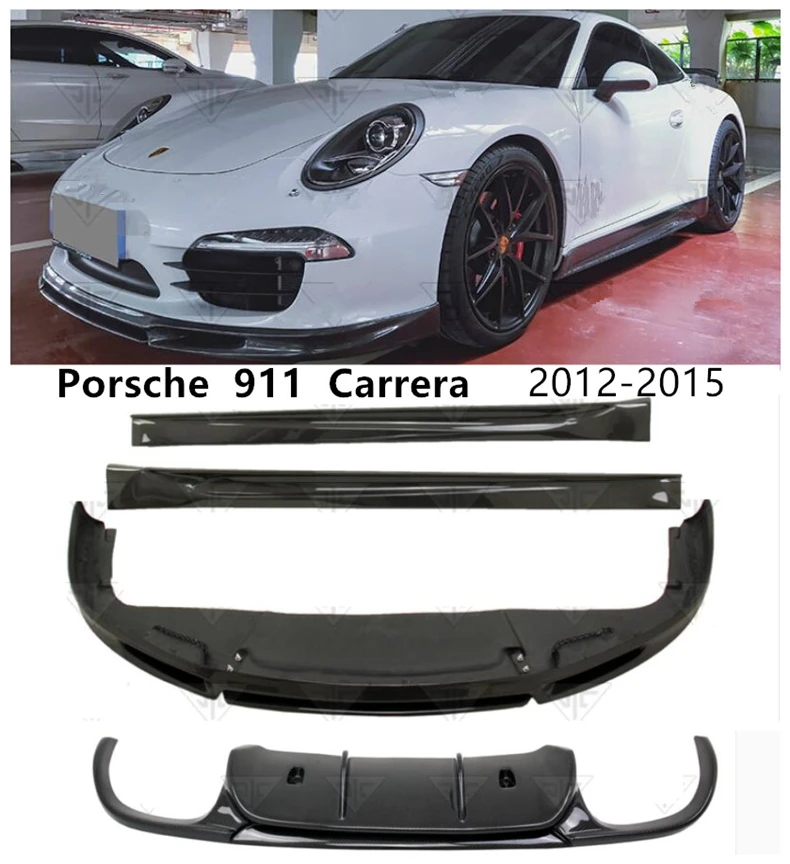 Передняя Задняя сторона юбка спойлер для Porsche 911 Carrera 2012 2013 бампер диффузор Спойлеры из углеродного волокна