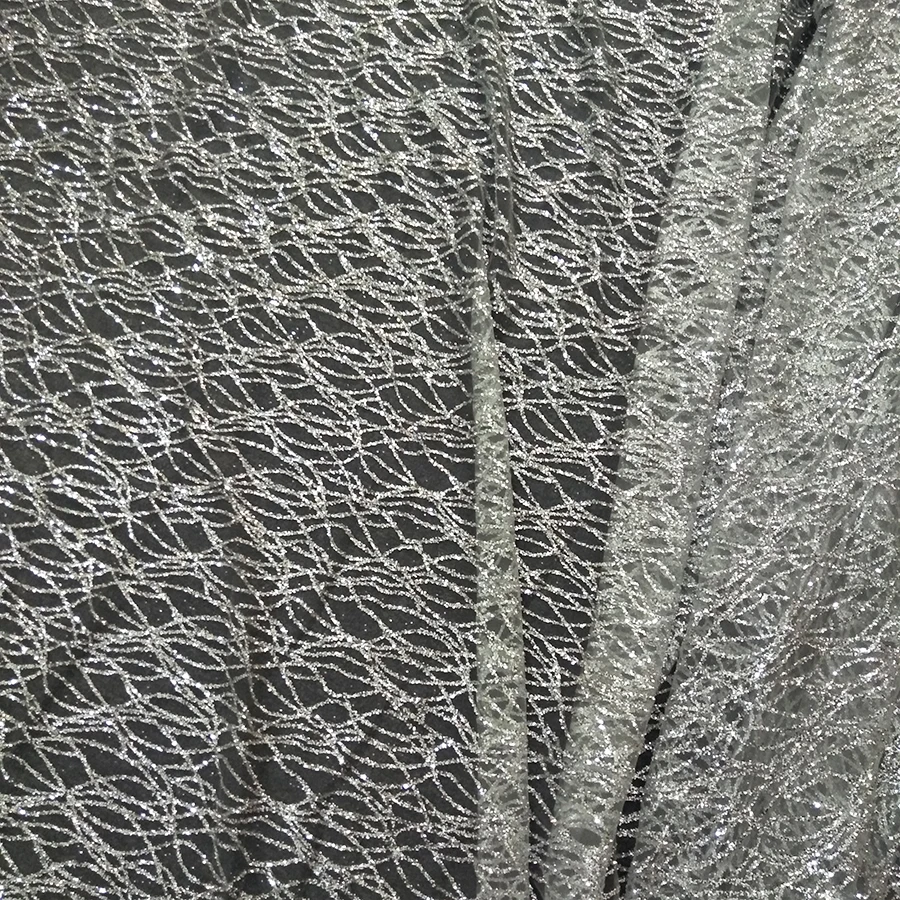 Модная полосатая блестящая сетчатая ткань с блестками серебряное блестящее прозрачное праздничное платье одежда индийское сари