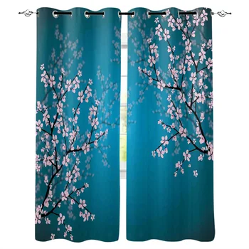 

Pink Cherry Blossom Flowers Beautiful Luxury Curtains Living Room Bathroom Kitchen Curtains Household Products