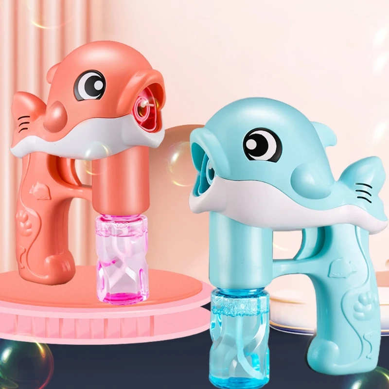 1pc Summer Toy Outdoor Game Dolphin Bubble Machine Realistic Bubble Toy With Light & Sound