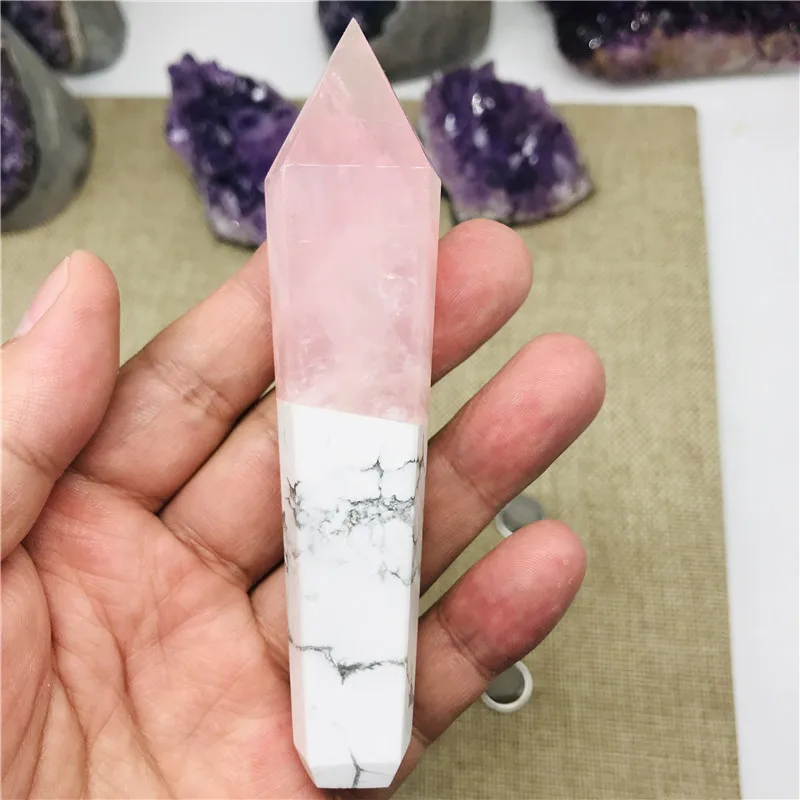 Natural white turquoise rose quartz crystal cigarette holder smoking pipe