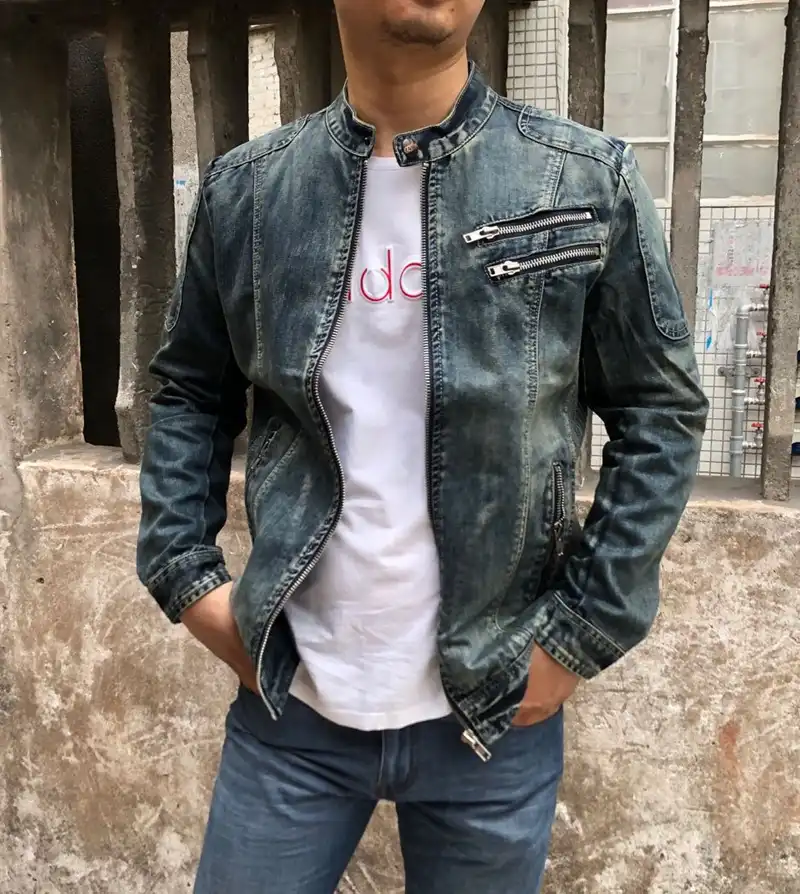 stand collar denim jacket