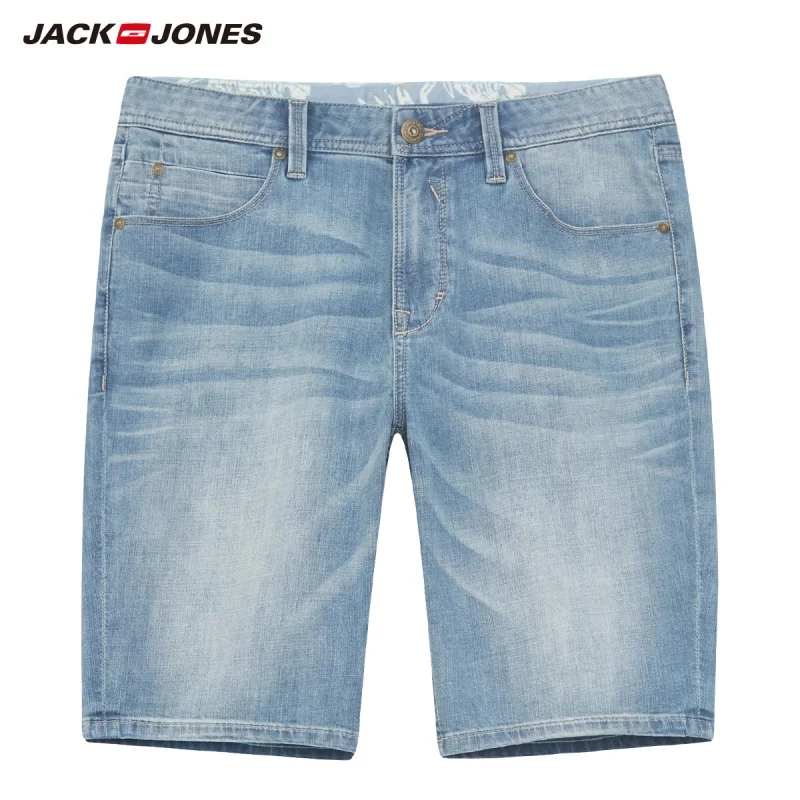 Мужские облегающие Стрейчевые хлопковые джинсовые шорты JackJones | 219243522|Шорты|