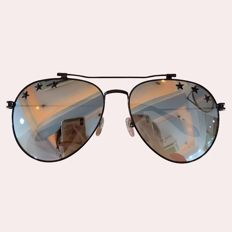 No.4 Sunglasses Металическая оправа "Авиатор" Солнцезащитные очки женские/мужские брендовые дизайнерские Звездные Винтажные Солнцезащитные очки индивидуальность UV400 - Цвет линз: No.4 Sunglasses