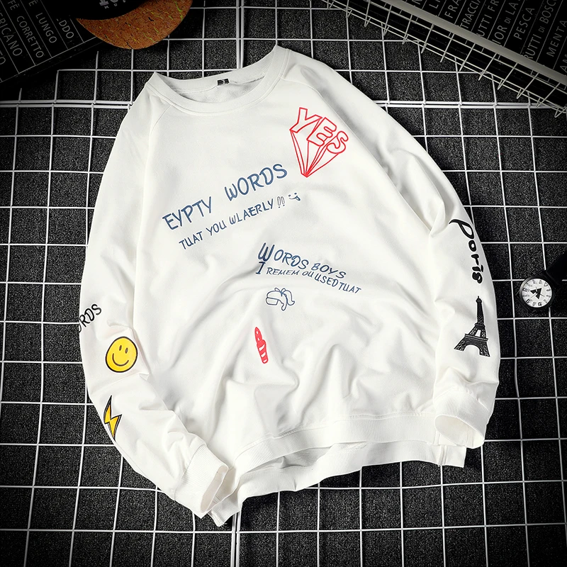 Осенние мужские толстовки XL tide бренд жир свободный круглый вырез уличная хип хоп длинный рукав джемпер японский стиль M-5XL