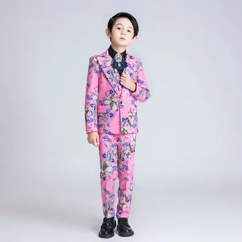 

YuanLu New 2019 Boys Suits For Party Wedding Pink Flower Blazer Jacket Kids Suits Toddler Clothes Silm Fit For Children