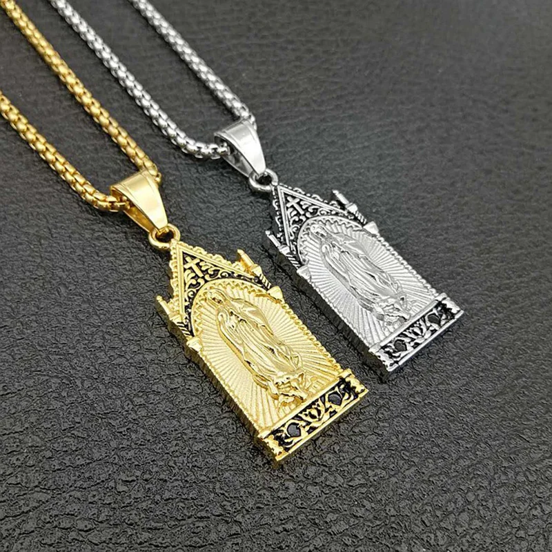 

Gold Silver Color Stainless Steel Virgin Mary Pendants Necklace for Men Women Catholic Jewelry Drop Shipping