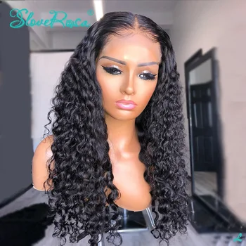 

13X4 Curly Lace Front Human Hair Wigs 130% 150% Density Glueless Peruvian Remy Hair Bleach Knots With Baby Hair Slove Rosa