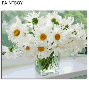 

PAINTBOY Framed Pictures Flowers DIY Oil Painting Painting By Numbers Hand Painted On Canvas Home Decor
