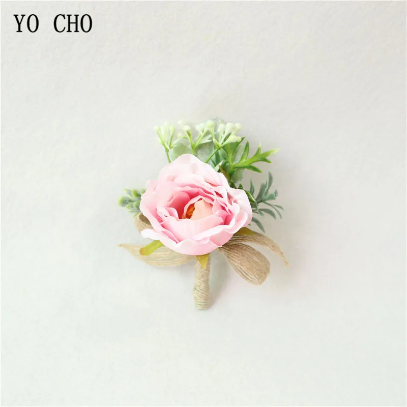 YO CHO DIY Мужская бутоньерка, жених Бутоньерка Свадебный цветок на запястье браслет для невесты ручной работы Шелковая Роза цветок свадебные аксессуары - Цвет: boutonniere-I