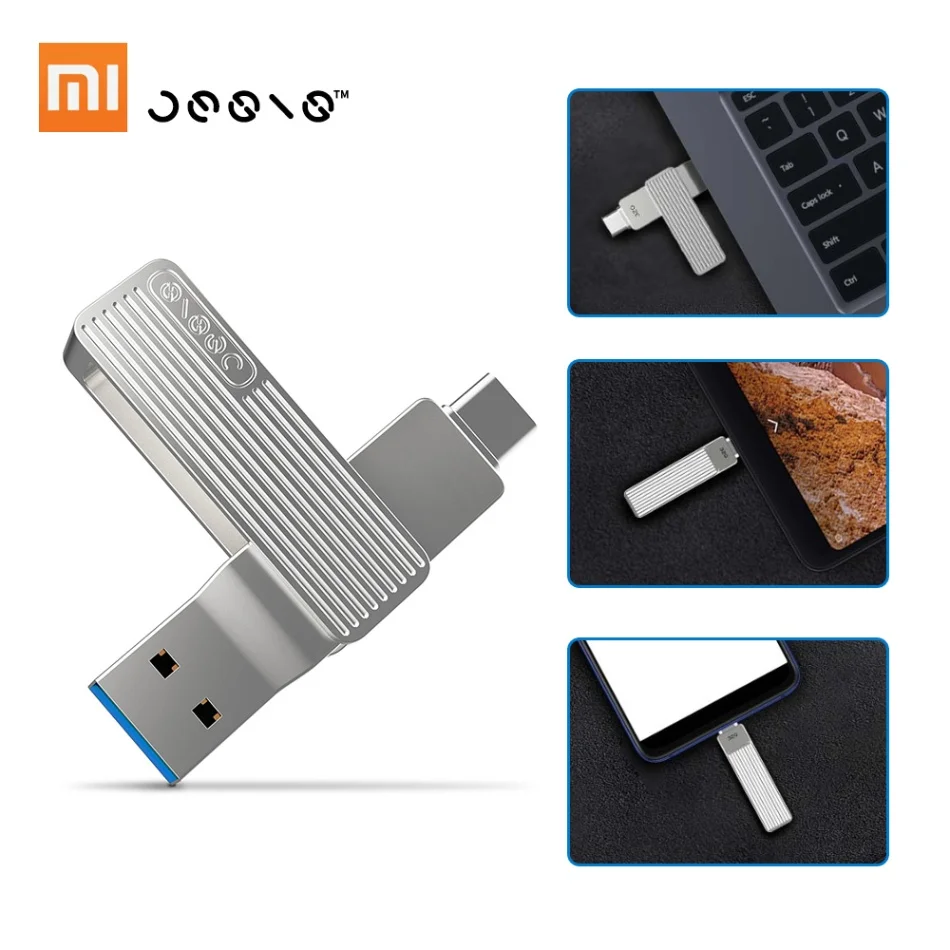 Xiaomi Jessis U диск 128/32/64 ГБ Регистраторы Тип-C Dual USB флэш-накопитель OTG USB Flash Drive 3,1 USB селфи палка для телефона планшетного компьютера MAC - Цвет: 64GB