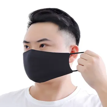 

Pure Black Cotton Face Mouth Masks Washable Breathable Mask Unisex Reusable Face Mouth Masks For Women Men Outdoor Sport