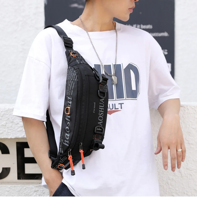Taillen-Gürteltasche für Herren, Militärische Diebstahlsichere Lauf-Nylon-Reisetasche, Crossbody-Sling-Brusttasche, Hüfttasche – Detail 5