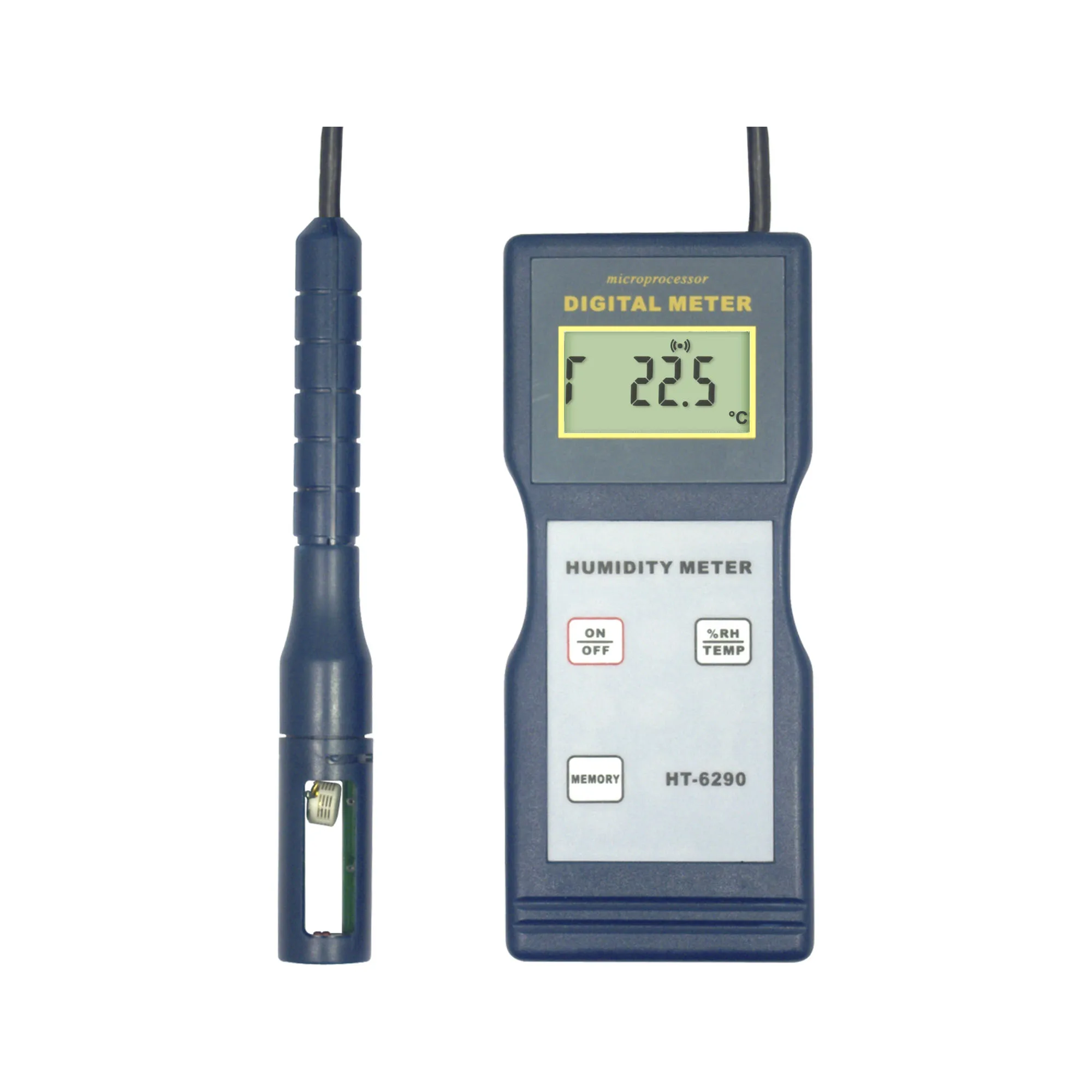 

High-resolution Humidity Meter HT-6290 used to monitor temperature and humidity in workshops libraries laboratories warehouses