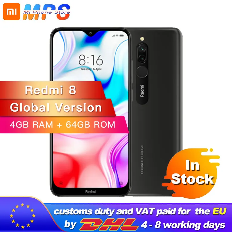 Глобальная версия Xiaomi Redmi 8 4 Гб 64 Snapdragon 439 Восьмиядерный 12 МП Двойная камера