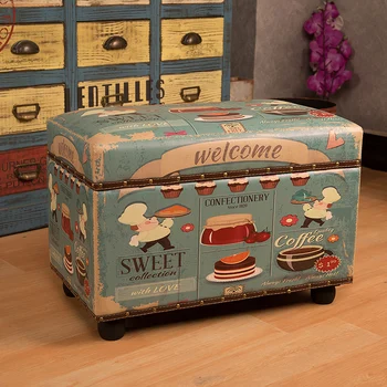 

Simple Fashionable Retro Storage And Shoe Changing Stool Creative Home Multifunctional Leather Wooden Box High Resilience Cotton