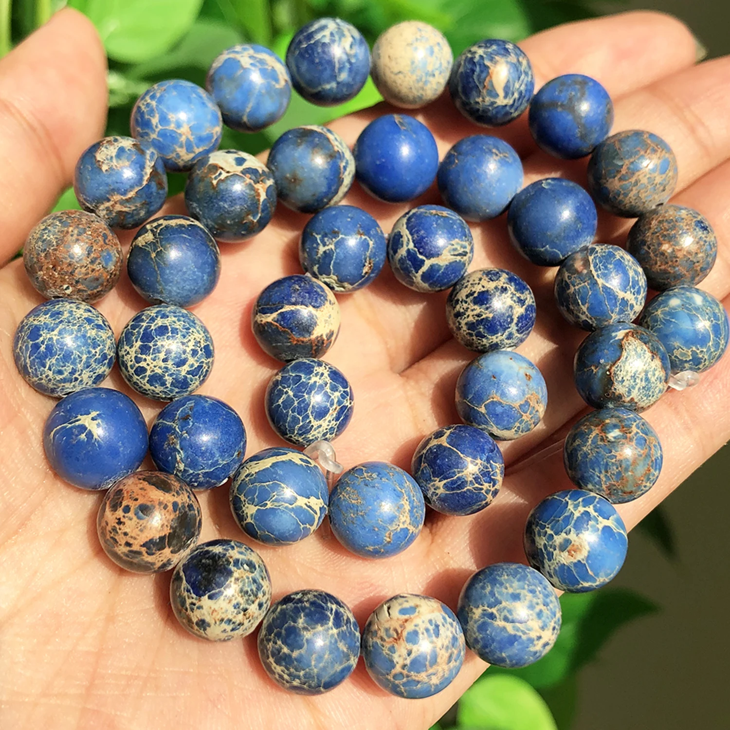 4/6/8/10/12mm AA Blau Meer Sediment Jaspis Perle Naturstein Runde Lose Perlen für Schmuck Machen DIY Armband Zubehör 15'' – Detail 8