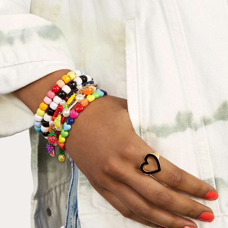 boho rainbow glass seed beads elastic bracelets freshwater pearl bracelet set pack stack pulseras mujer couple bracelet femme