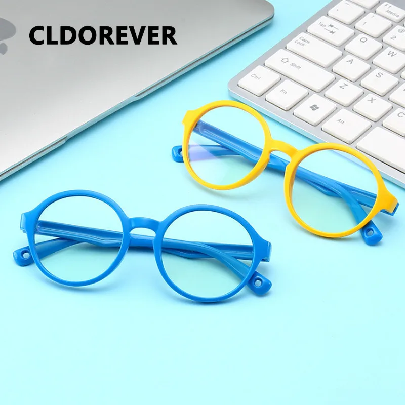 Милые голубые легкие очки для детей, круглые очки для студентов, оптические очки, оправа, компьютерные очки, оправа для девочек и мальчиков