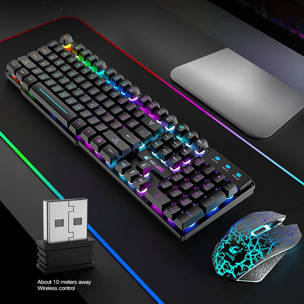 Sem fio recarregável luz colorida jogo teclado