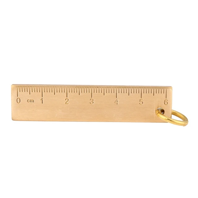 Brass mini ruler 3mm thick 6cm small copper ruler portable metal ruler  retro key tag pendant Keychain festival gift - AliExpress