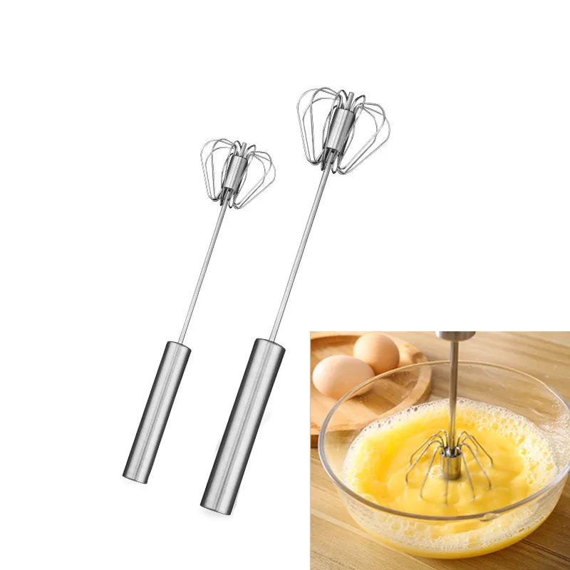 Semi-automatic Mixer Egg Beater Manual Self Turning Stainless Steel Whisk Hand Blender Cream Stirring Kitchen Tools | Дом и сад